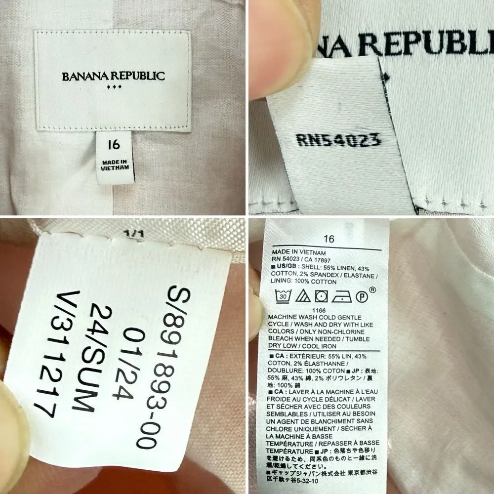 Banana Republic Pink Tailored Blazer Herringbone Cropped Career Womens Size 16